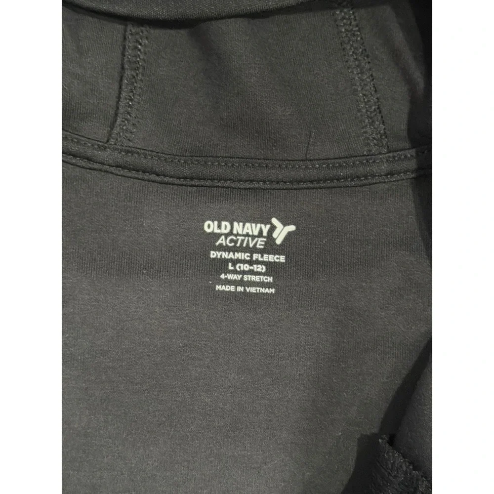 Old Navy Active Full Zip Hoodie Boys 10/12 Black Tech Fleece Sportswear EUC